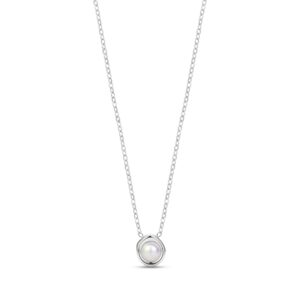 miroacc women steel - Sculpted Bezel Pearl Pendant Necklace