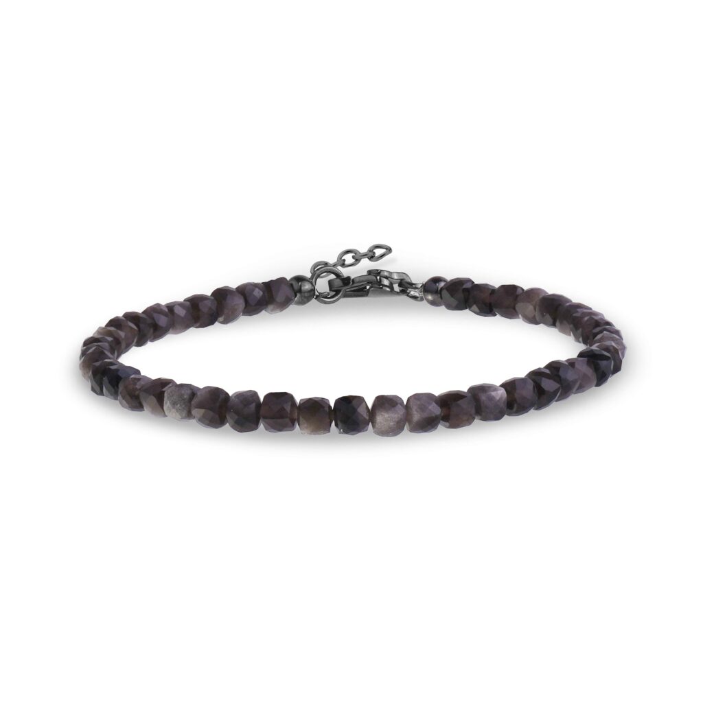 Men's black stone bead bracelet
